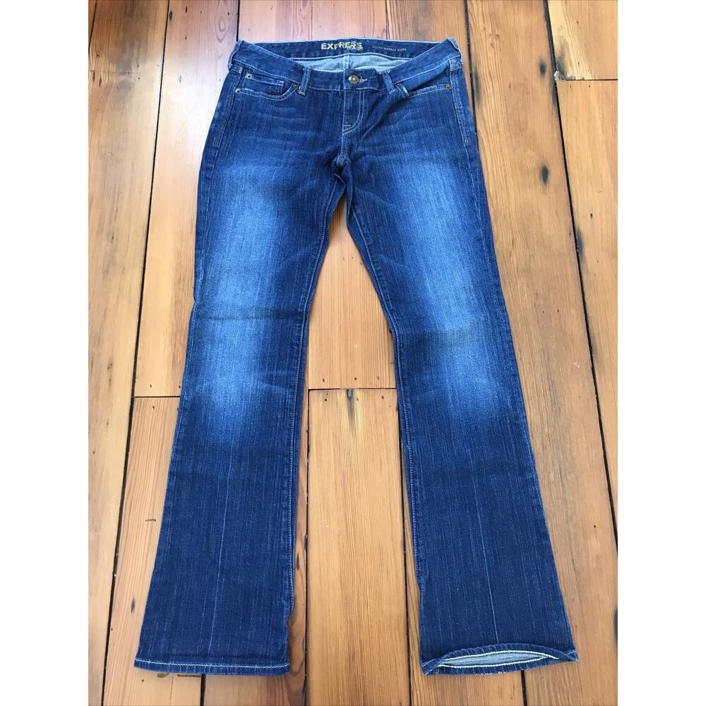 Express Zelda Barely Boot Cut Dark Wash Tall Long Blue Jeans 8R 32 x 32